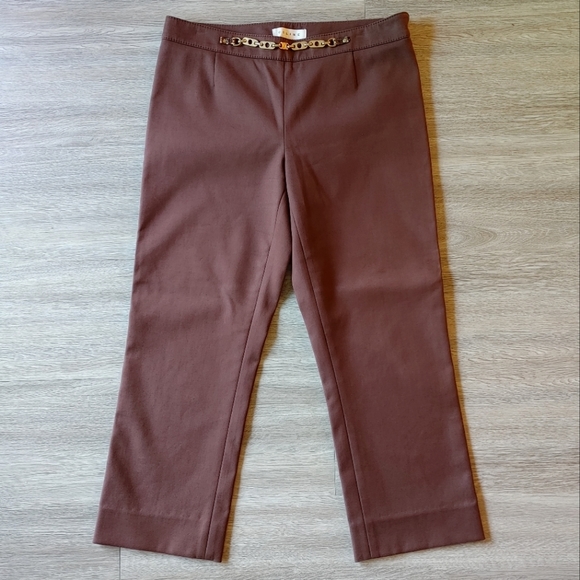 CELINE Chocolate Brown Cropped Dress Pants - Picture 2 of 13